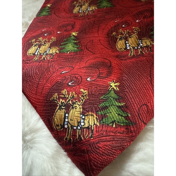 Jerry Garcia Dracula Claus Collection 32 Christmas Tree Reindeer Silk Tie - Picture 3 of 4